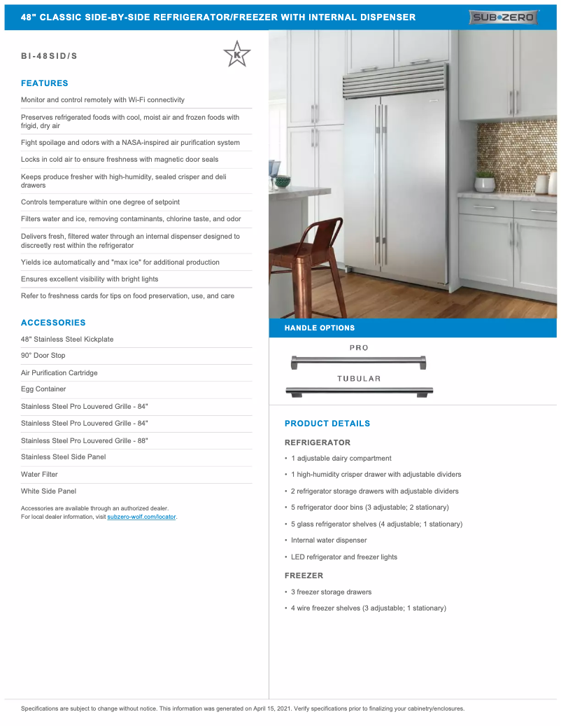 Página 1 del manual Manual de usuario Sub-Zero BI-48SID/S/TH