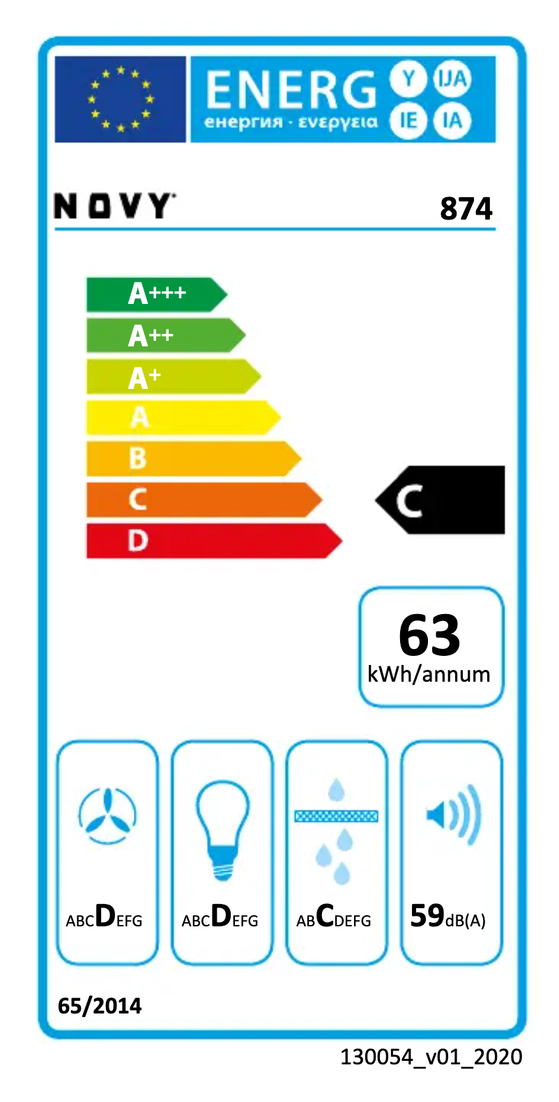Página 1 del manual Etiqueta energética Novy 874