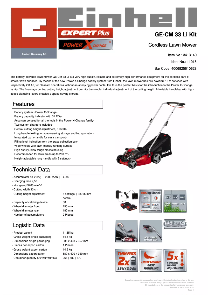 Imagen de la primera página del manual del dispositivo GE-CM 33 Li Kit