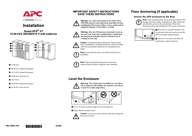 Página 1 del manual Manual de usuario APC Smart-UPS VT 30kVA 400V