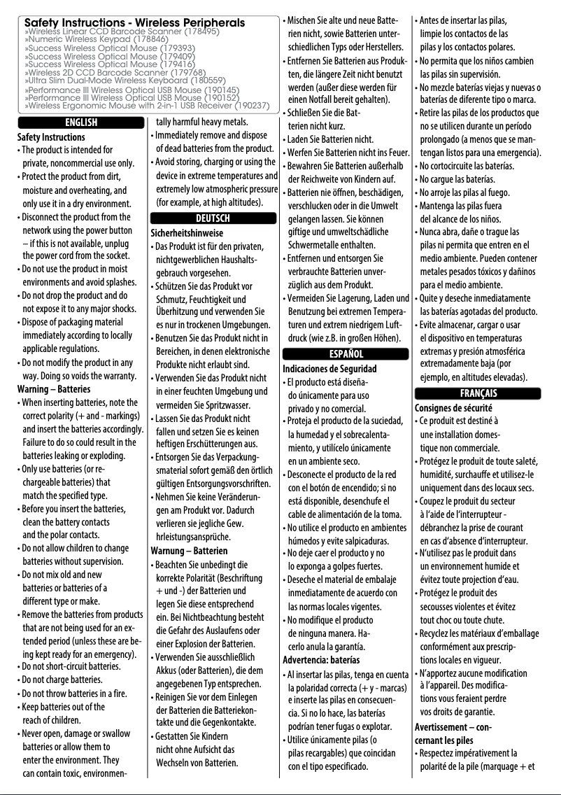 Página nº 1 - Instrucciones de seguridad Manhattan 190145