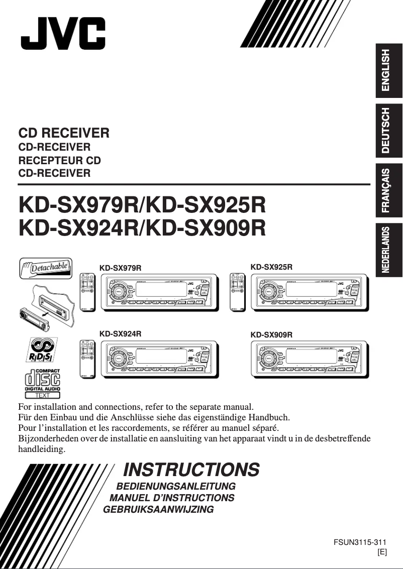 Imagen de la primera página del manual del dispositivo KD-SX979R