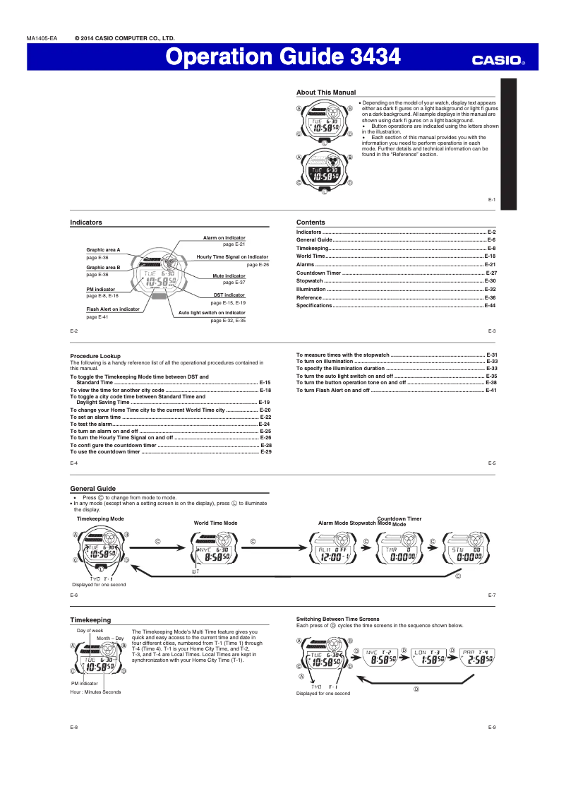 Imagen de la primera página del manual del dispositivo G-Shock GD400