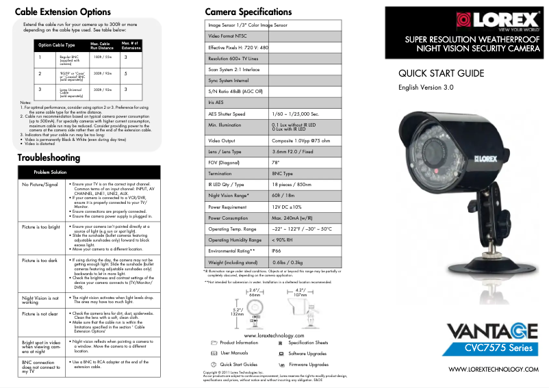 Página nº 1 - Manual de usuario Lorex Vantage CVC7575PK4B