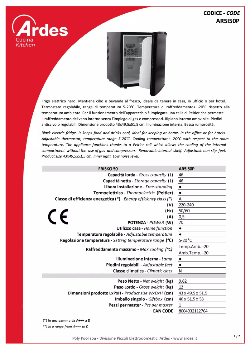 Página nº 1 - Ficha técnica Ardes AR5I50P