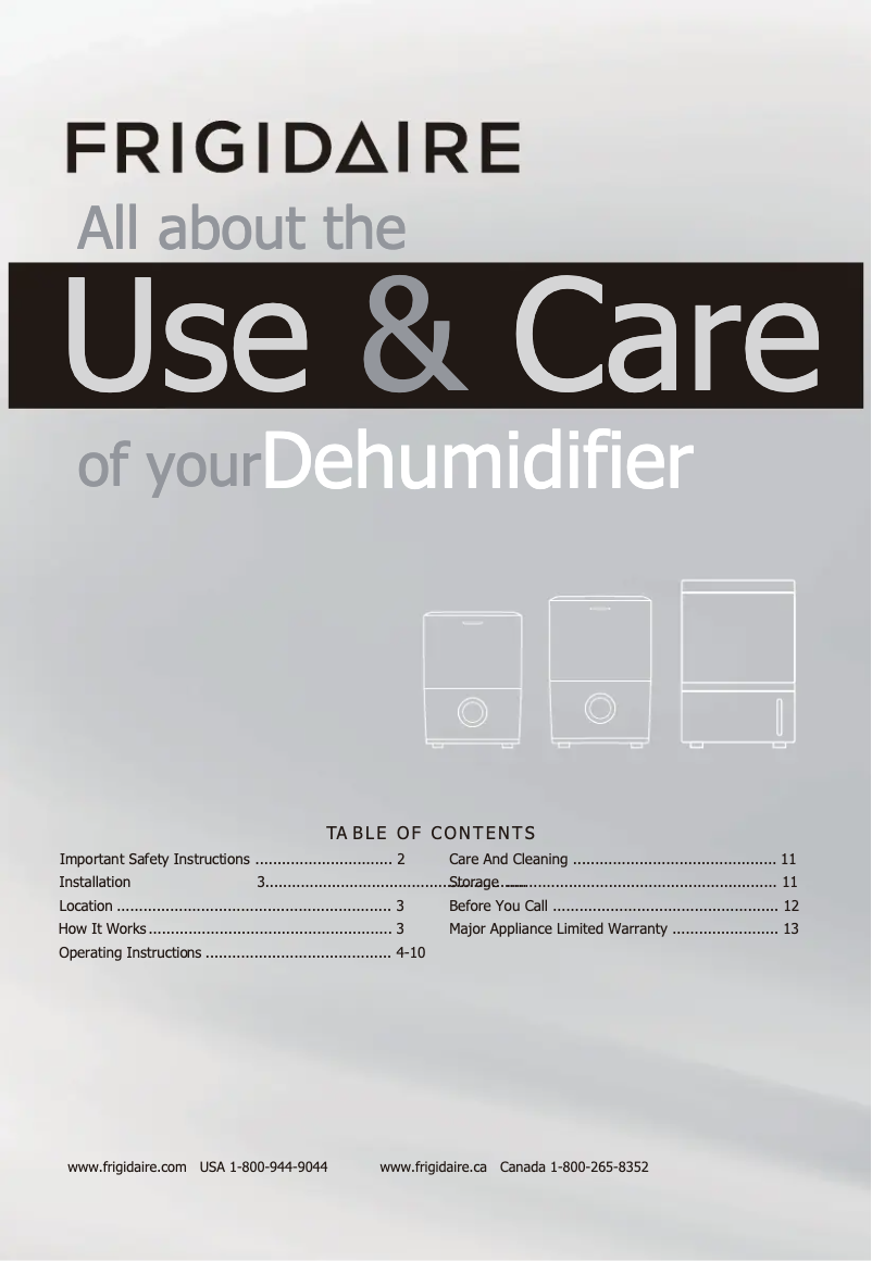 Página 1 del manual Manual de usuario Frigidaire FFAP7033T1