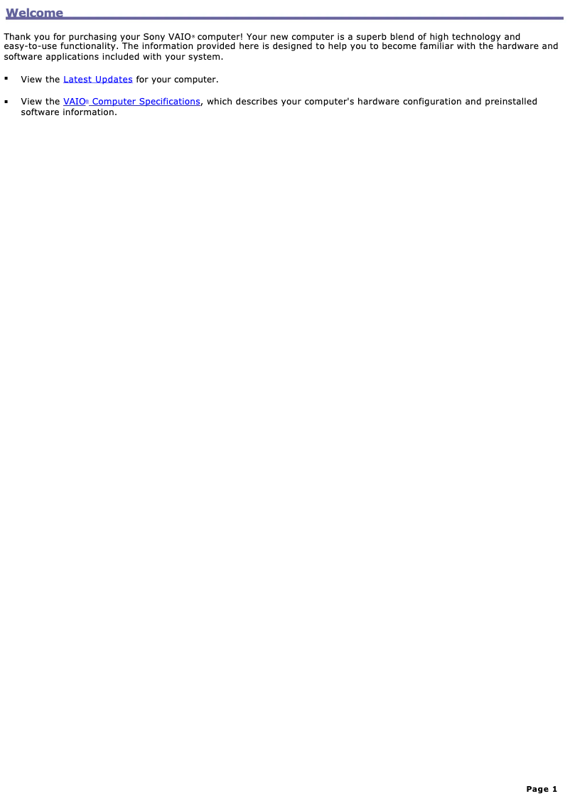 Página nº 1 - Manual de usuario Sony Vaio PCV-RX881