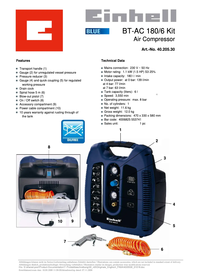 Imagen de la primera página del manual del dispositivo BT-AC 180/6 Kit
