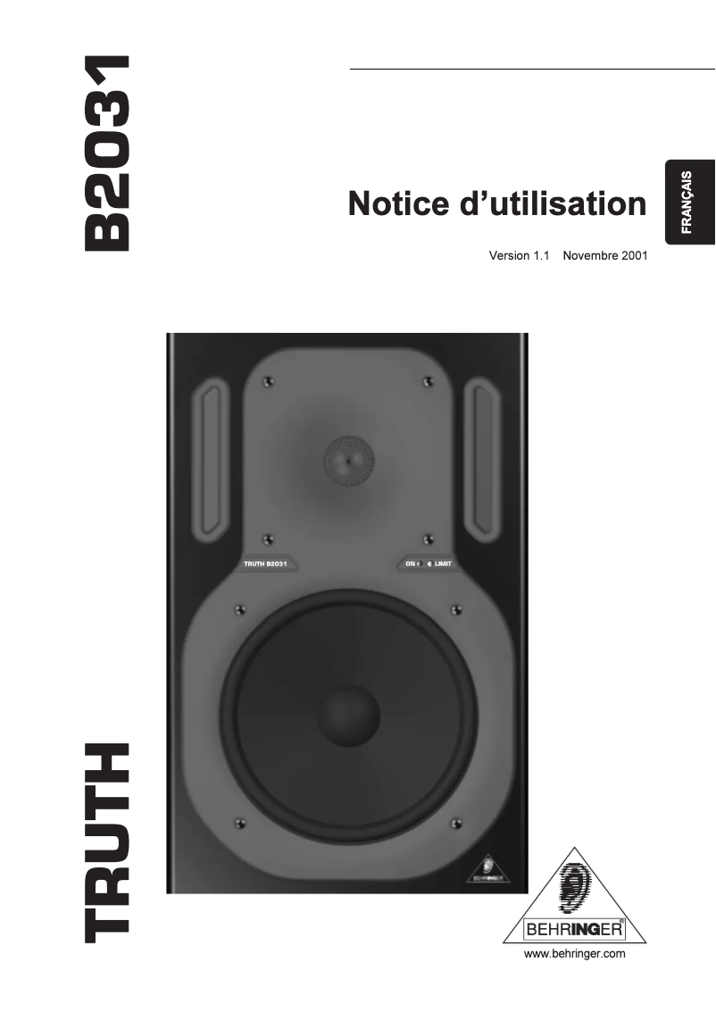 Página 1 del manual Manual de usuario Behringer Truth B2031