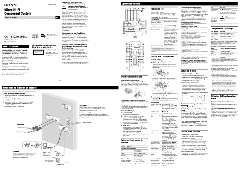 Imagen de la primera página del manual del dispositivo CMT-SPZ70