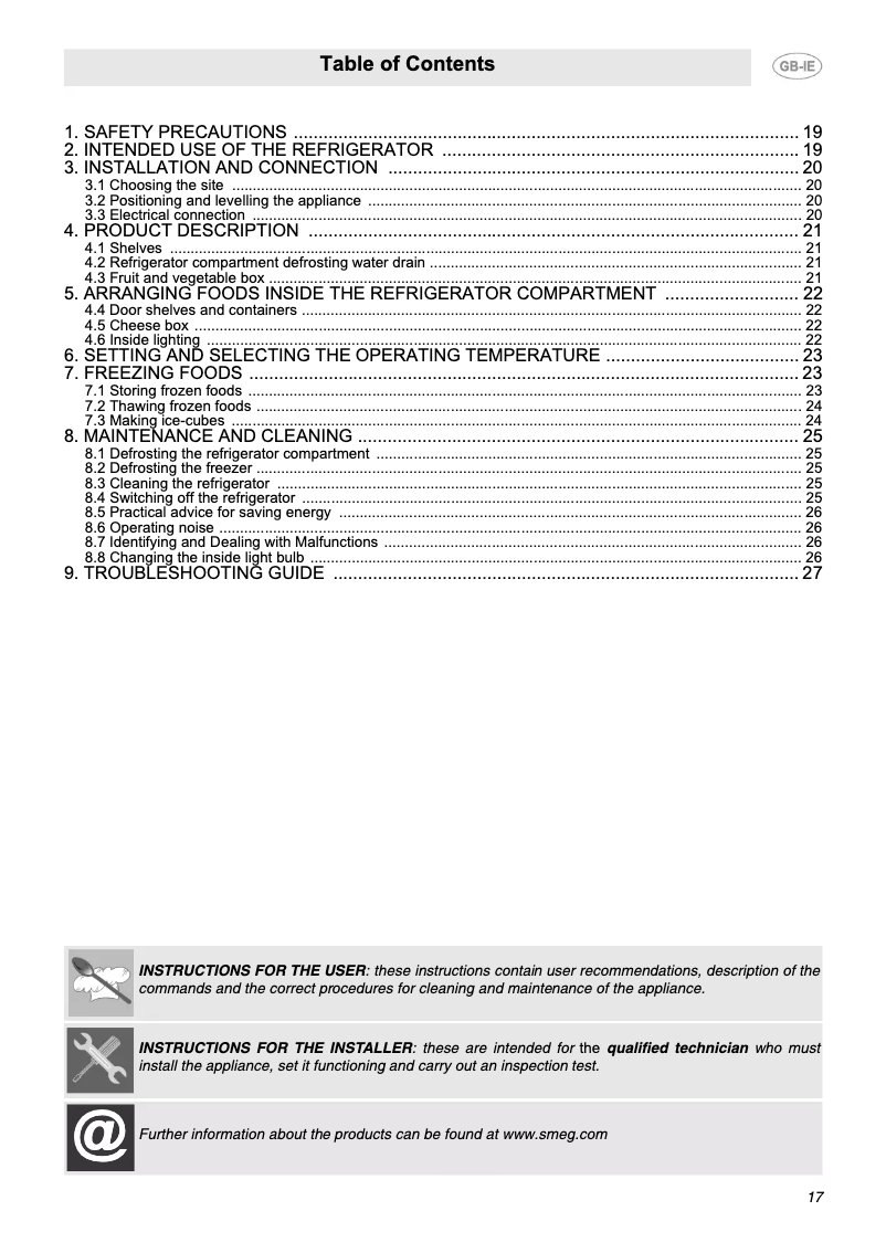 Página nº 1 - Manual de usuario Smeg FAB10RS