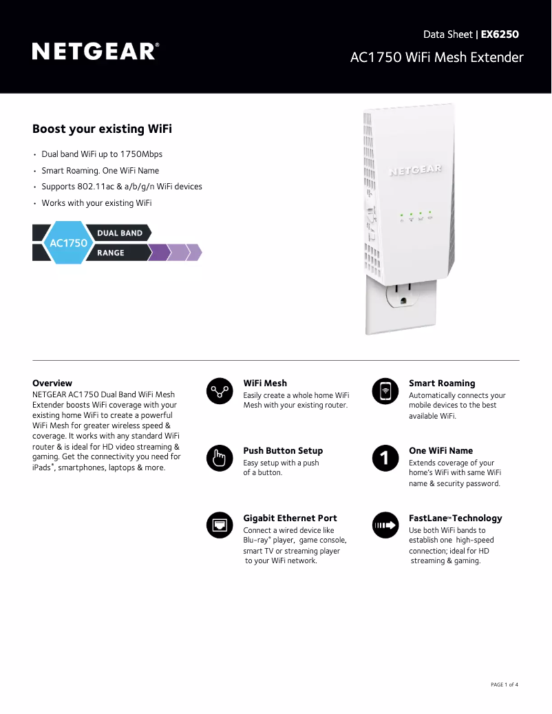 Imagen de la primera página del manual del dispositivo EX6250v2