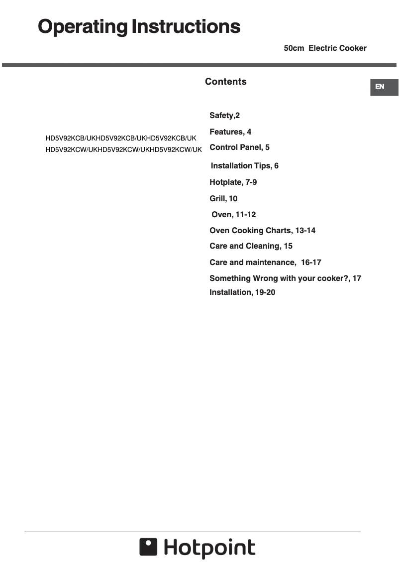 Imagen de la primera página del manual del dispositivo HD5V92KCW
