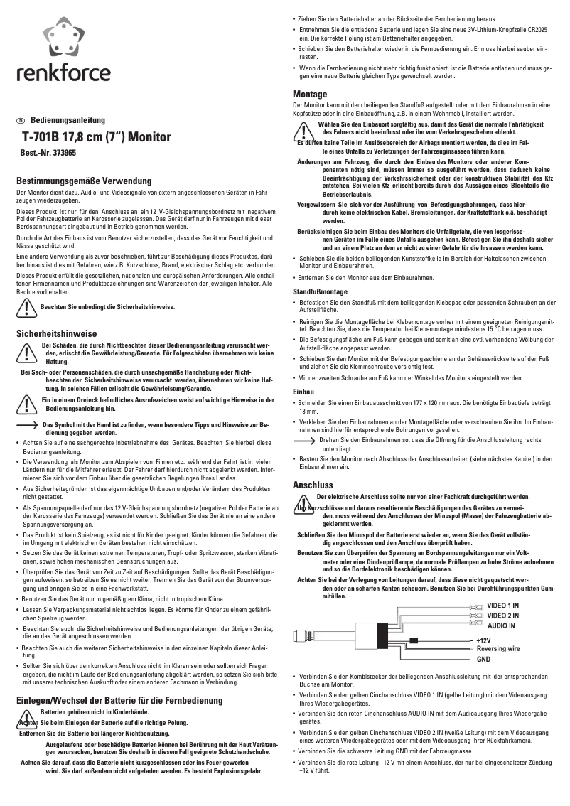 Página nº 1 - Manual de usuario Renkforce T-701B