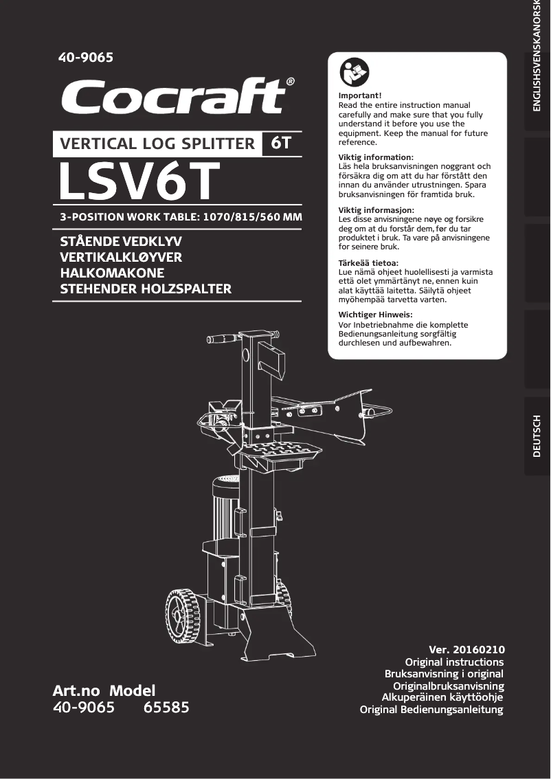 Página 1 del manual Manual de usuario Cocraft LSV6T