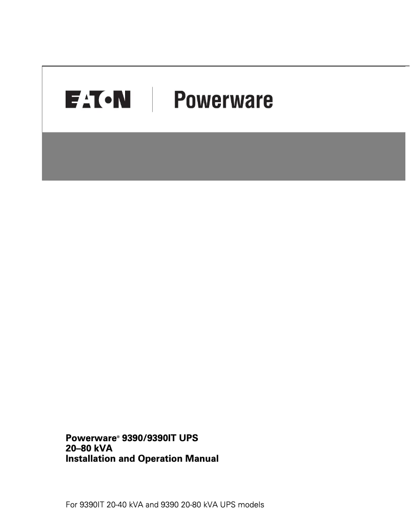 Imagen de la primera página del manual del dispositivo Powerware 9390IT