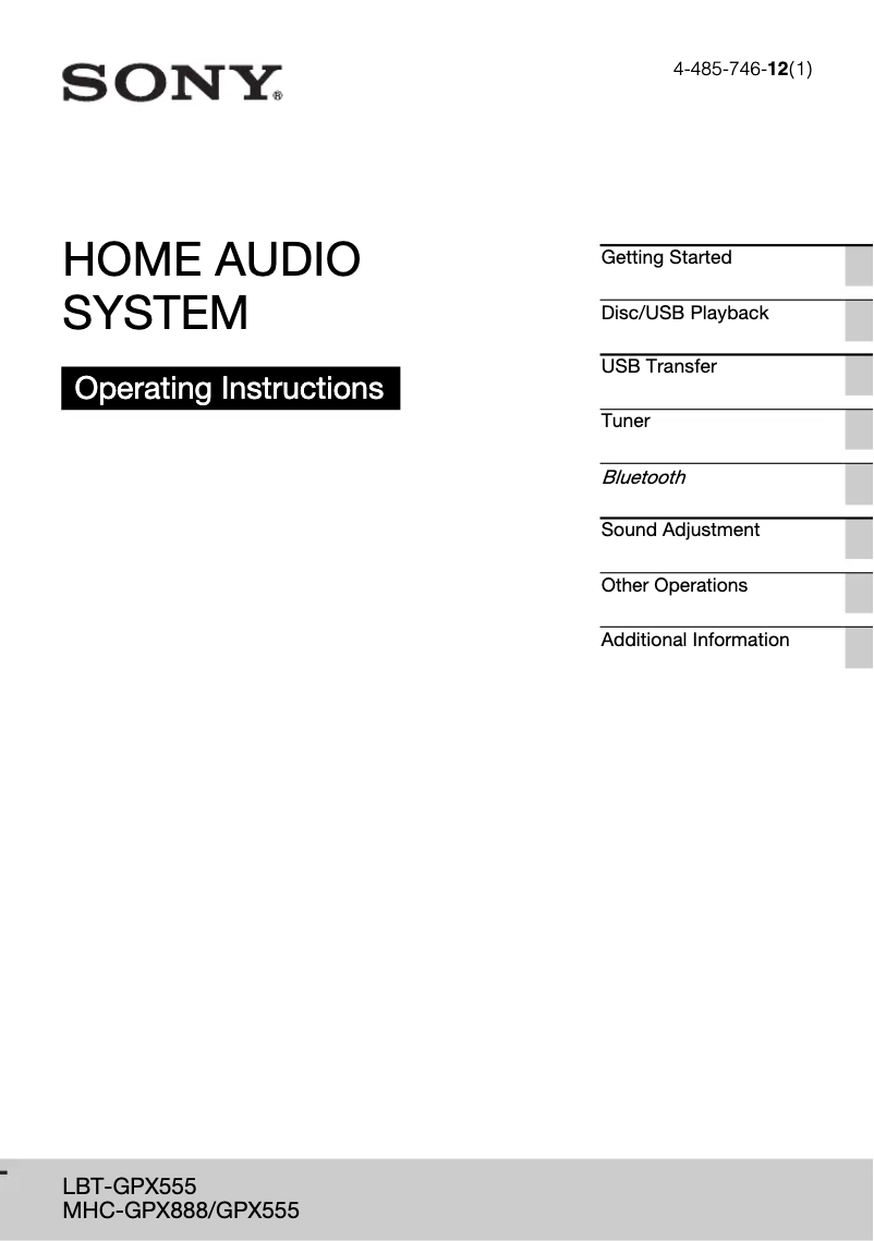 Imagen de la primera página del manual del dispositivo LBT-GPX555
