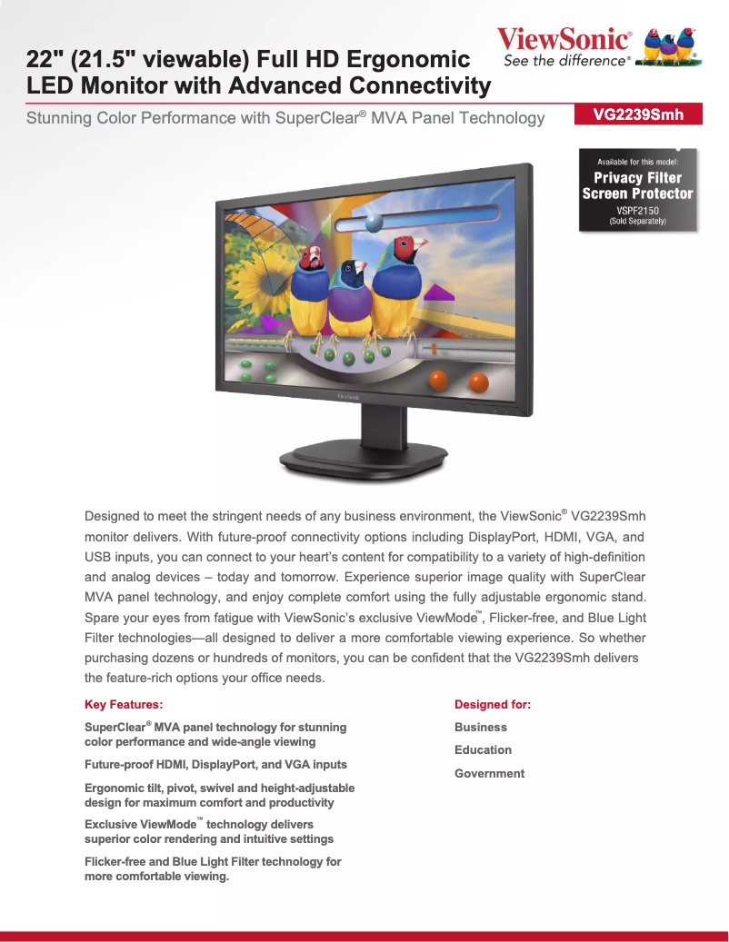 Imagen de la primera página del manual del dispositivo VG2239SMH