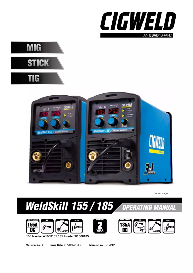 Imagen de la primera página del manual del dispositivo WeldSkill 185