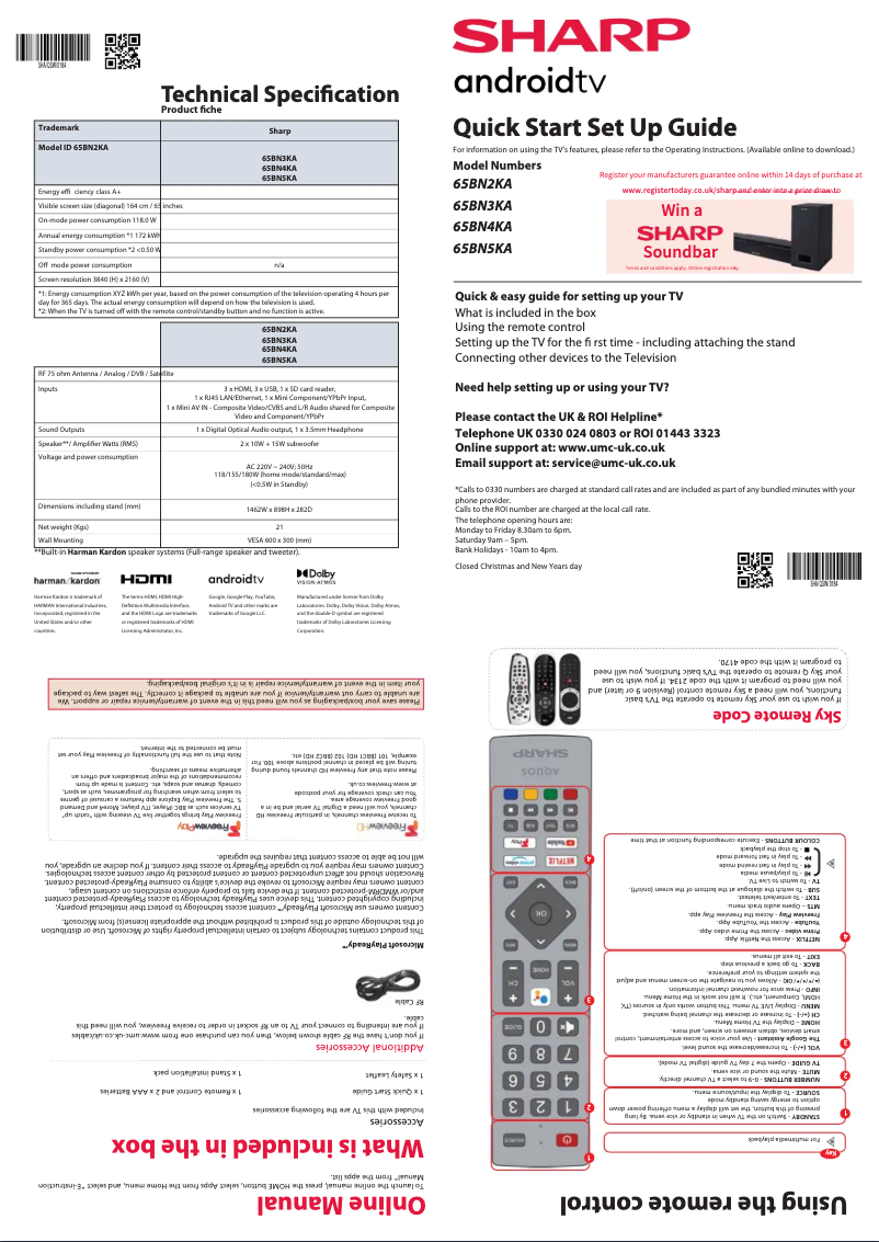 Página 1 del manual Guía de inicio rápido Sharp 65BN5KA