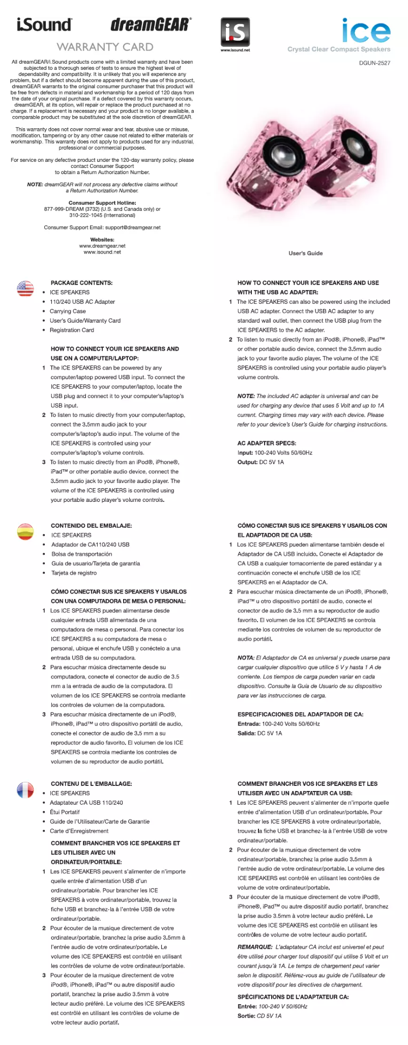 Imagen de la primera página del manual del dispositivo DGUN-2527