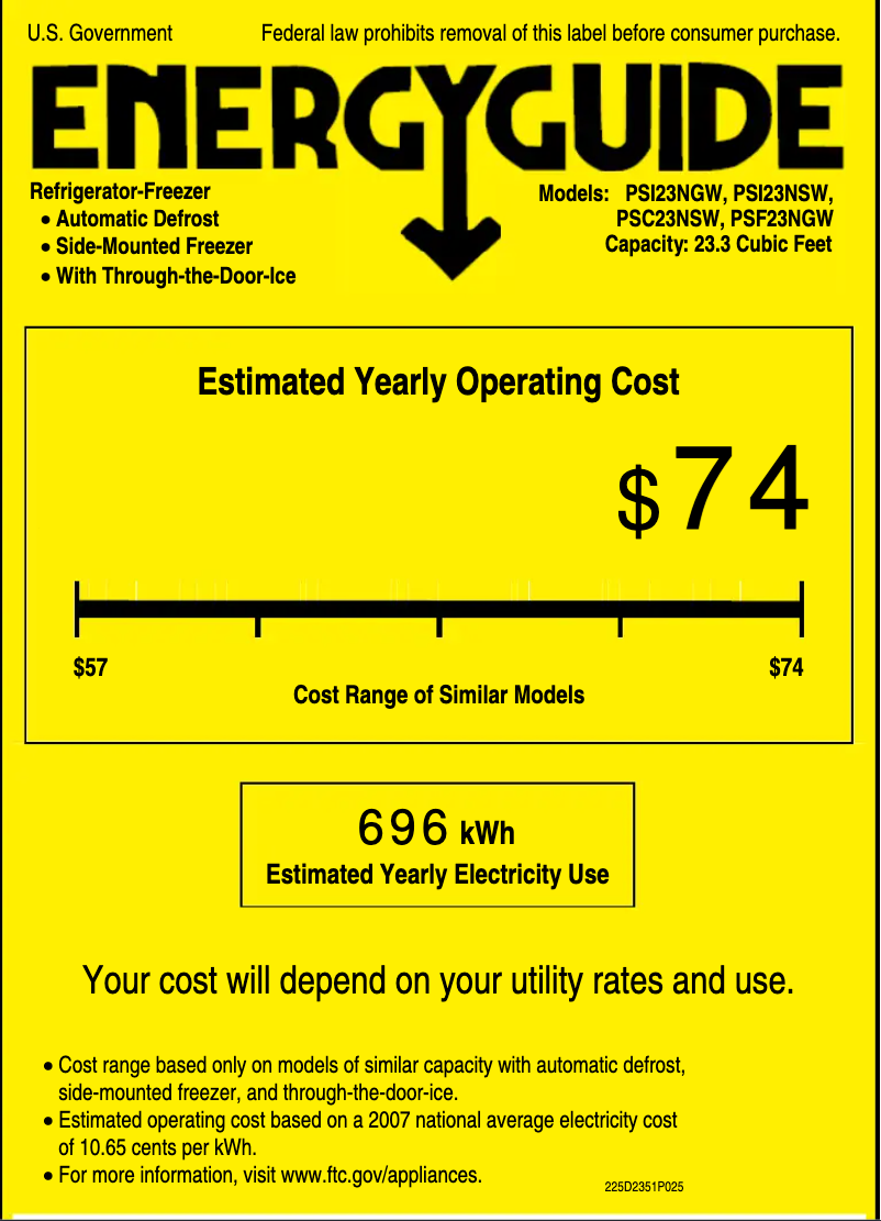 Página 1 del manual Etiqueta energética GE Profile PSC23NSWSS