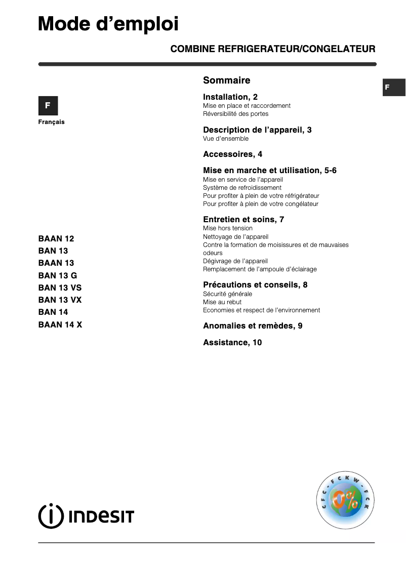 Imagen de la primera página del manual del dispositivo BAN 13 VS