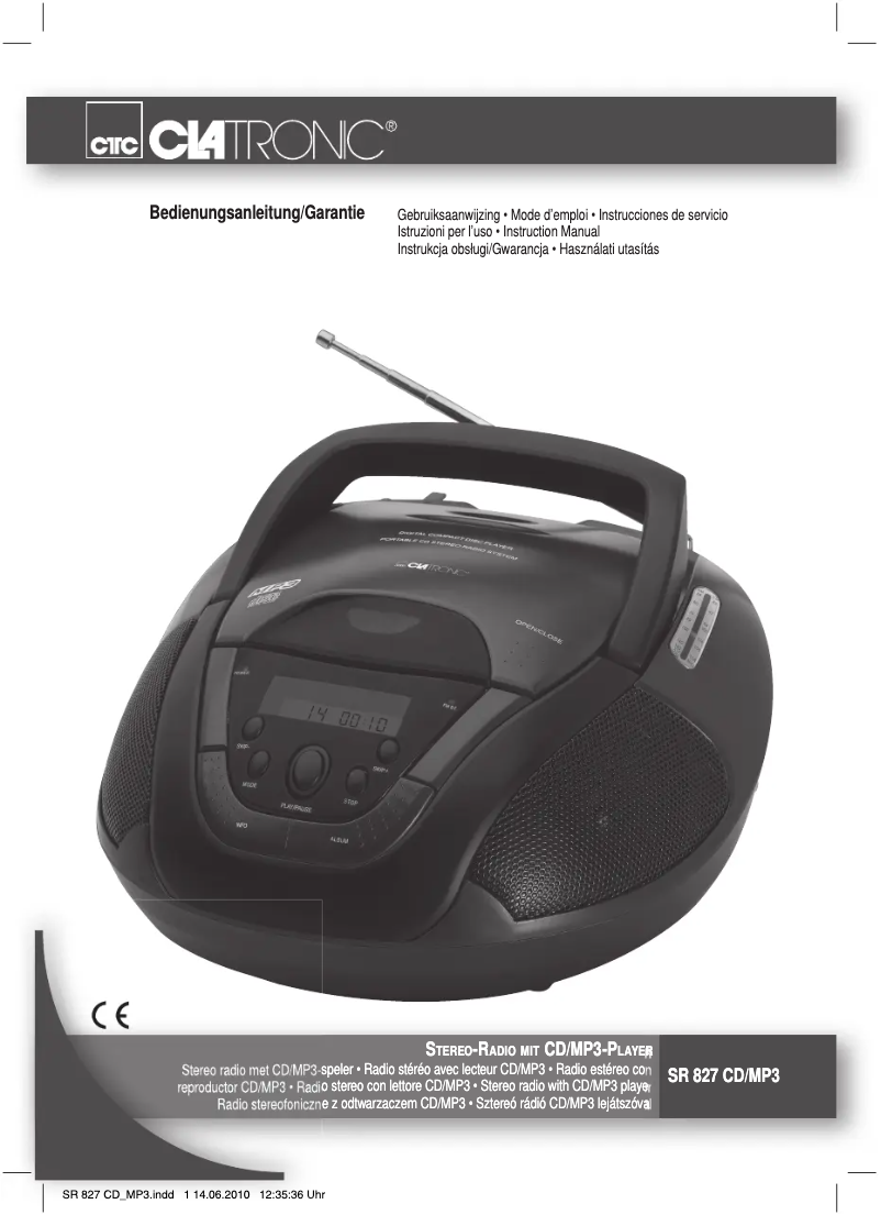 Página 1 del manual Manual de usuario Clatronic SR 827