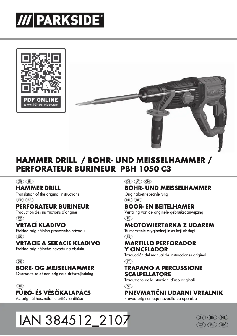 Página nº 1 - Manual de usuario Parkside PBH 1050 C3