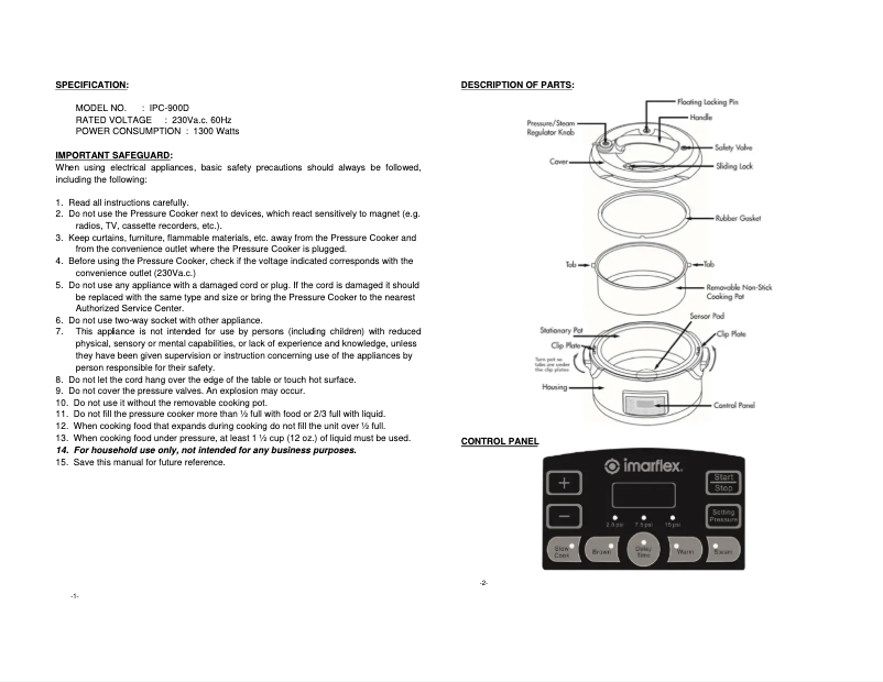 Página nº 1 - Manual de usuario Imarflex IPC-900D