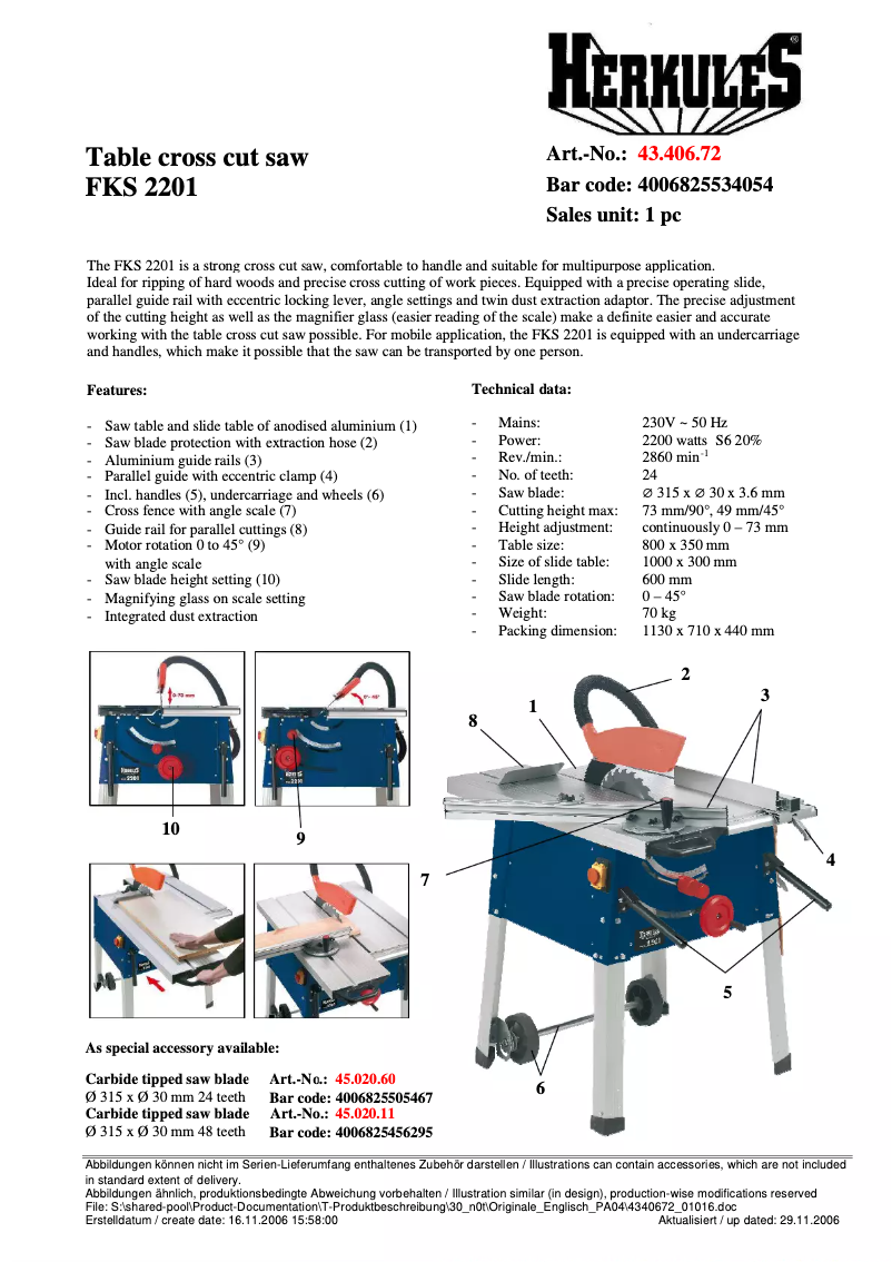 Página 1 del manual Manual de usuario Herkules FKS 2201