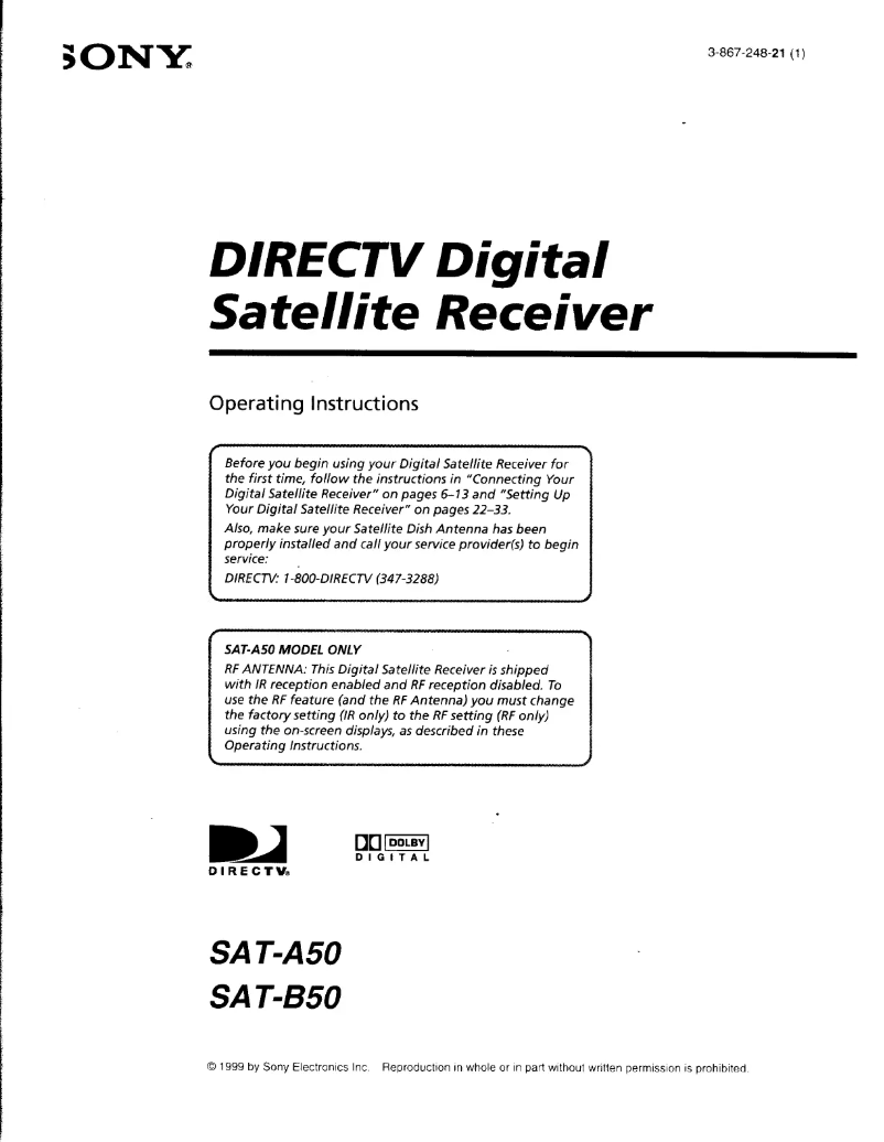 Página 1 del manual Manual de usuario Sony SAT-A50