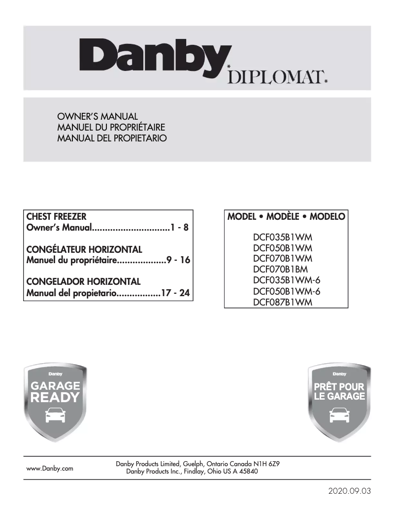 Página nº 1 - Manual de usuario Danby DCF050B1WM