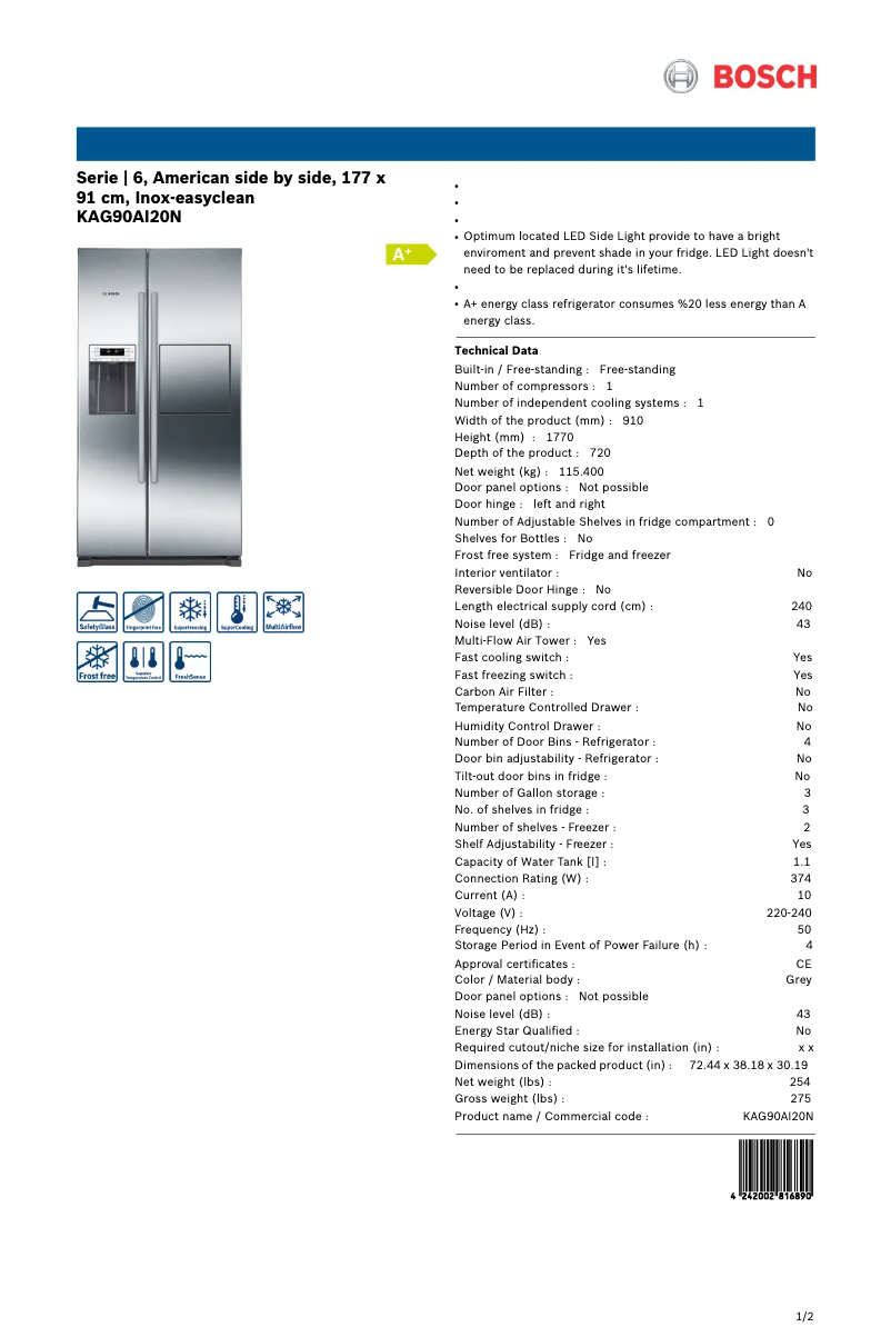 Imagen de la primera página del manual del dispositivo KAG90AI20N
