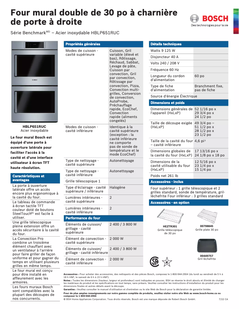Página nº 1 - Ficha técnica Bosch HBLP651RUC