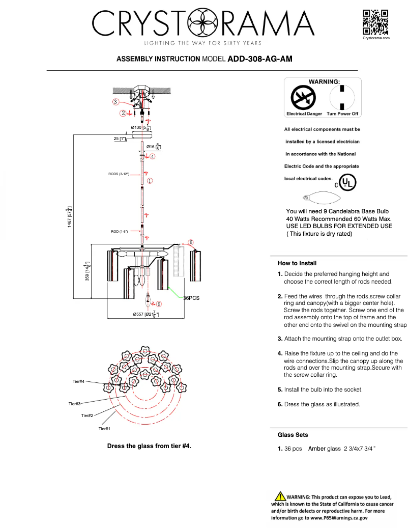 Página 1 del manual Manual de usuario Crystorama Addis ADD-308-AG-AM