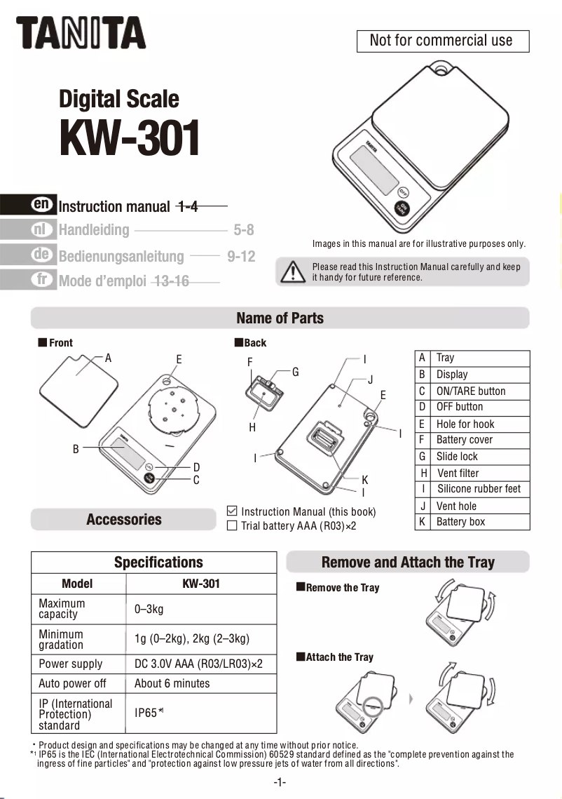 Imagen de la primera página del manual del dispositivo KW-301