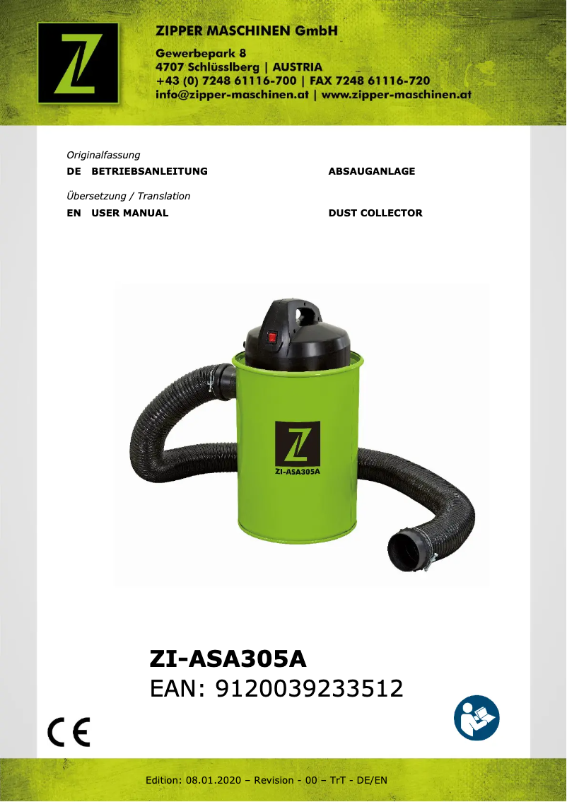 Imagen de la primera página del manual del dispositivo ZI-ASA305A