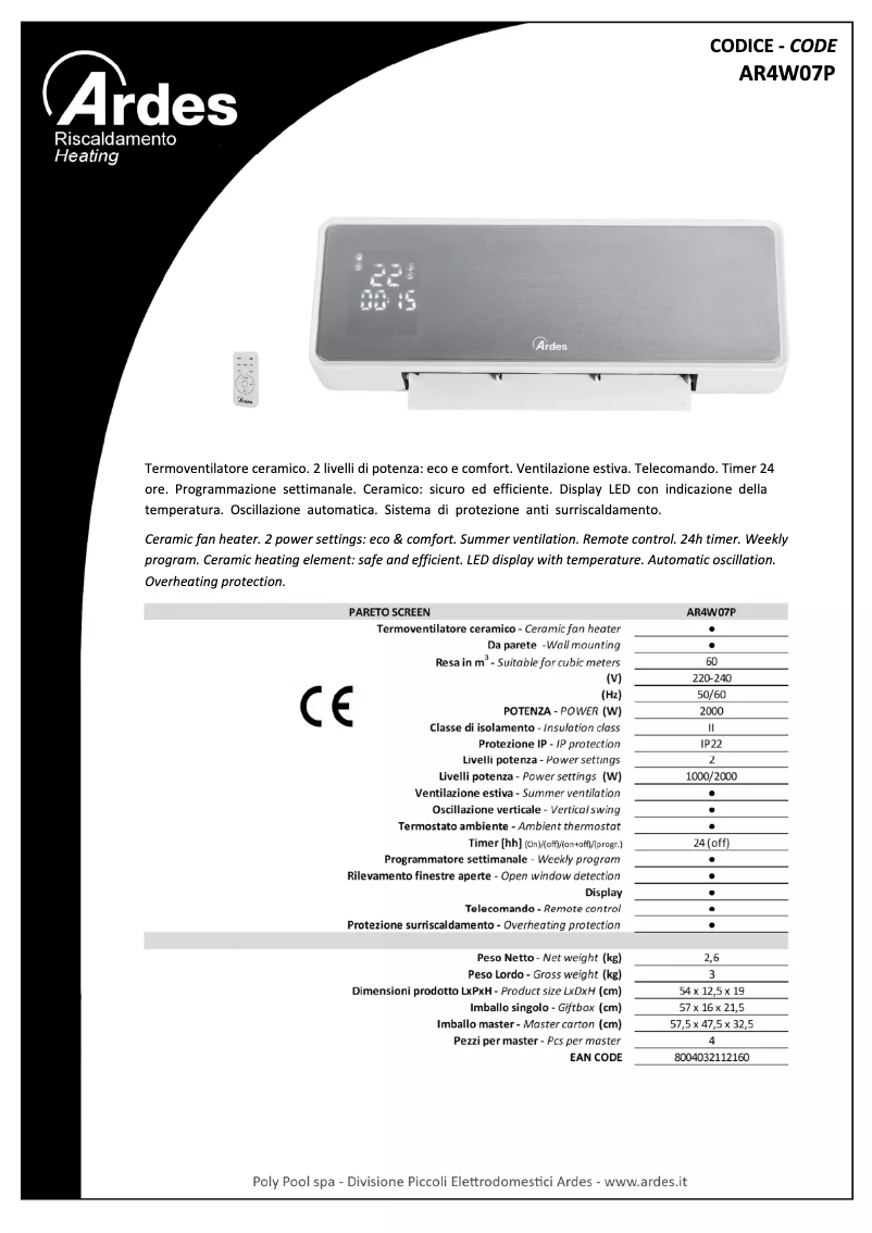 Imagen de la primera página del manual del dispositivo AR4W07P