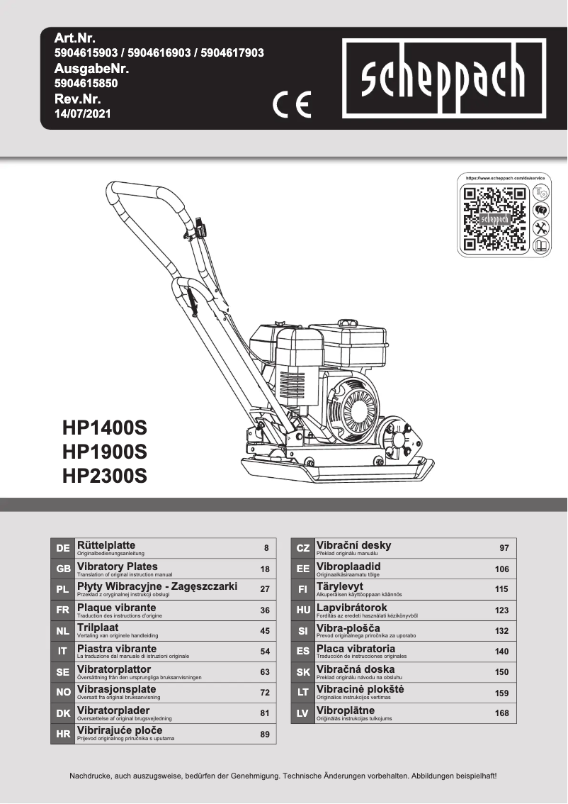 Página 1 del manual Manual de usuario Scheppach HP1900S