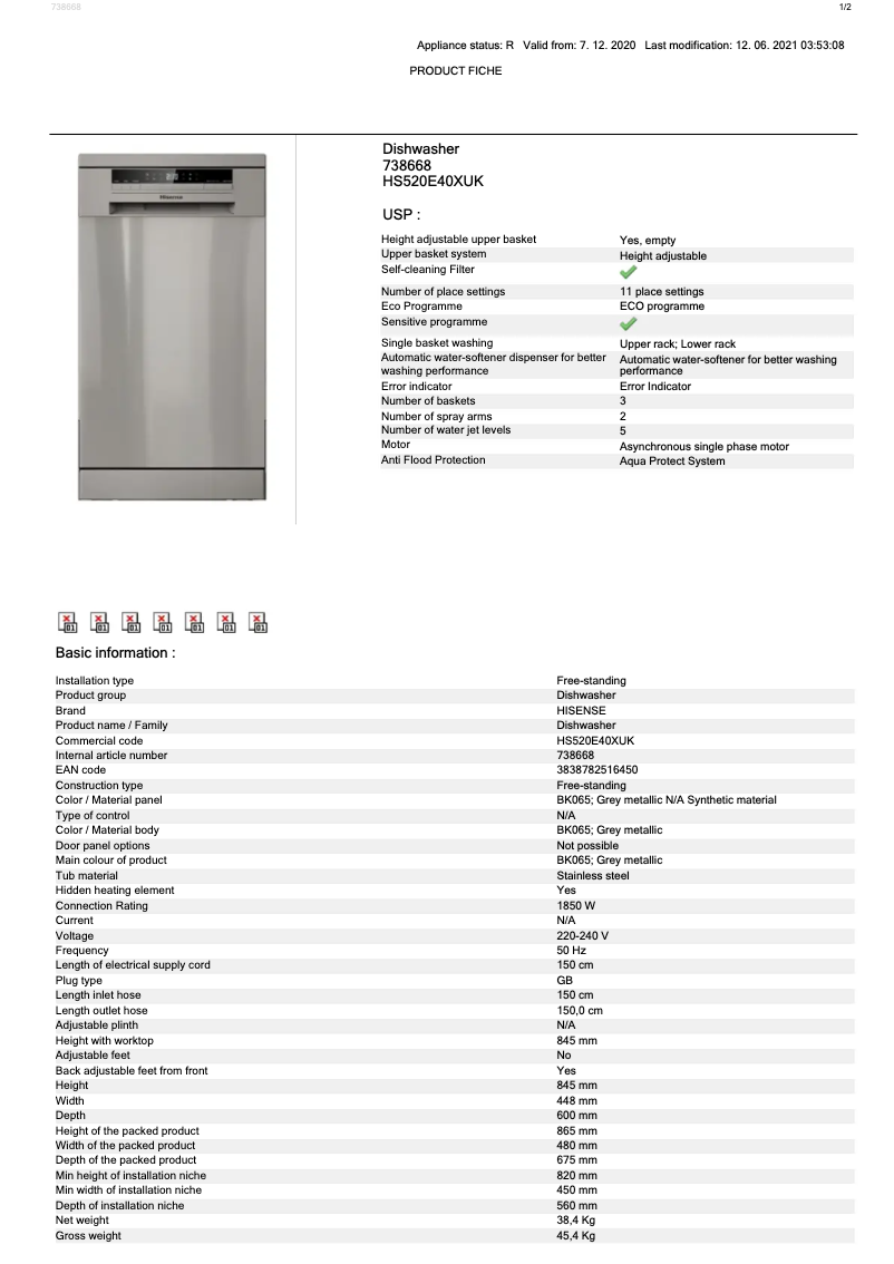 Imagen de la primera página del manual del dispositivo HS520E40XUK