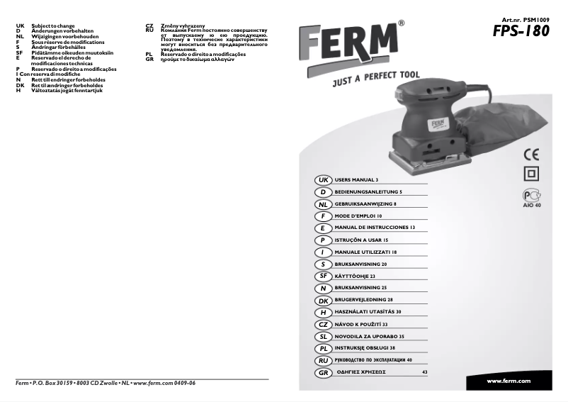 Imagen de la primera página del manual del dispositivo PSM1009