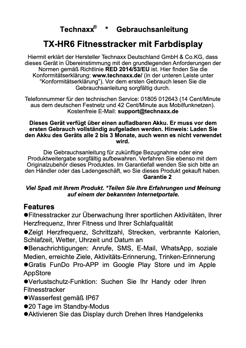 Imagen de la primera página del manual del dispositivo TX-HR6