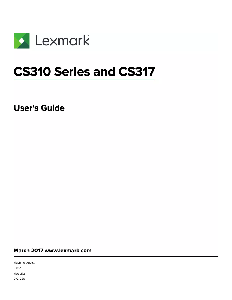 Imagen de la primera página del manual del dispositivo CS317dn