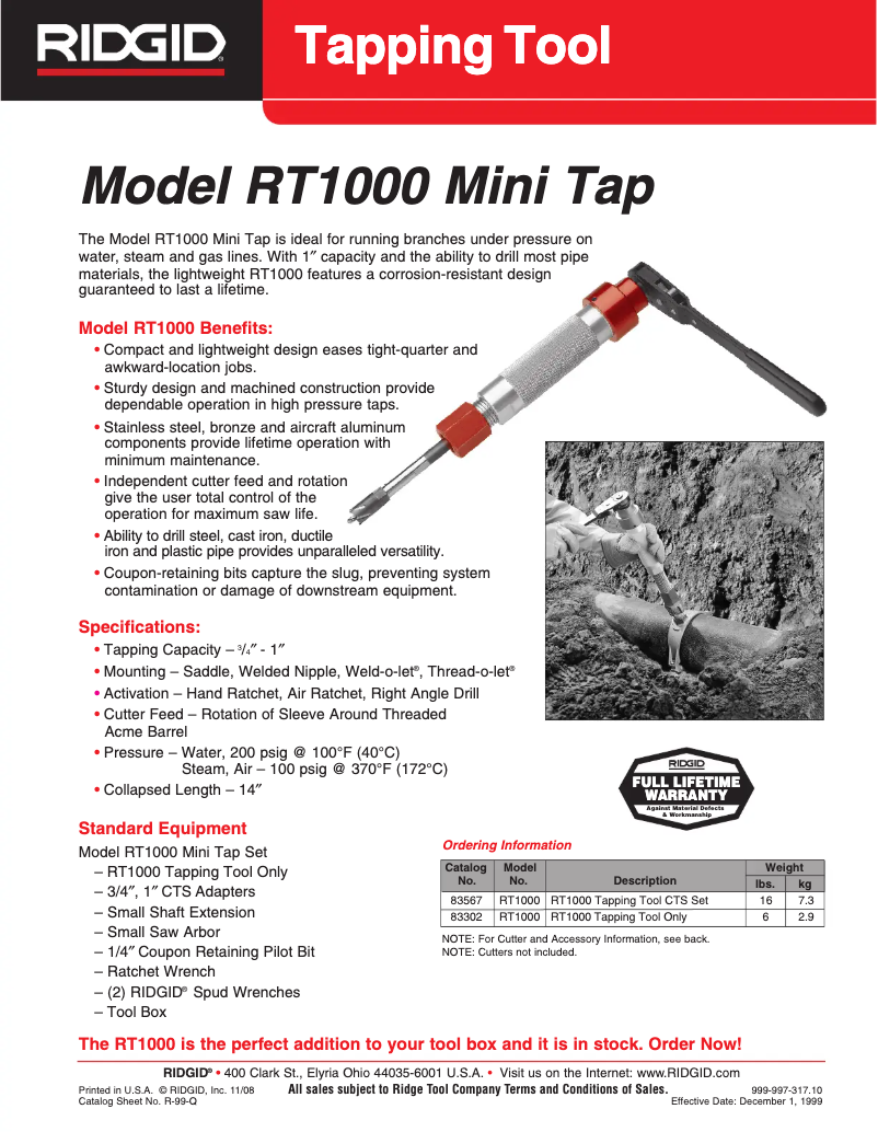 Imagen de la primera página del manual del dispositivo RT1000