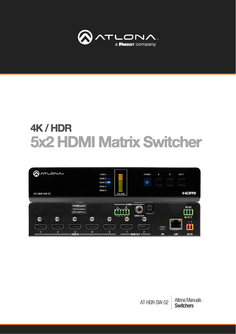 Página nº 1 - Manual de usuario Atlona AT-HDR-SW-52