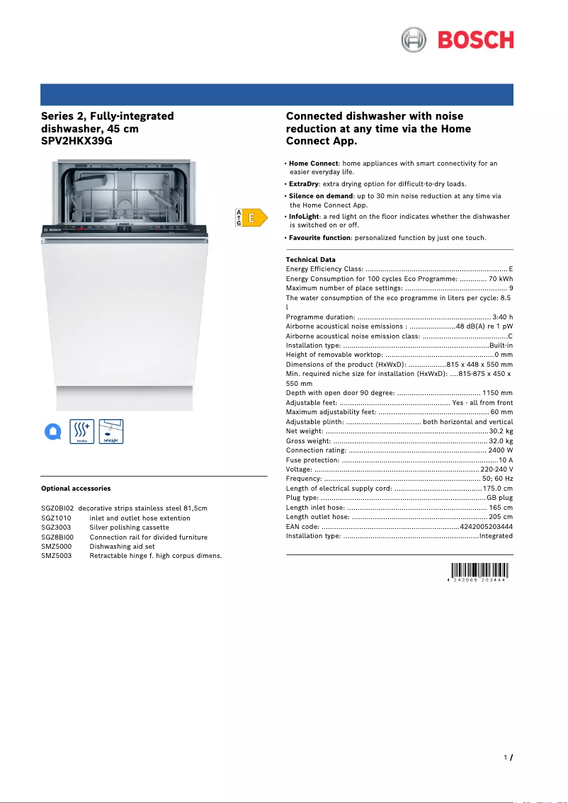Imagen de la primera página del manual del dispositivo SPV2HKX39G