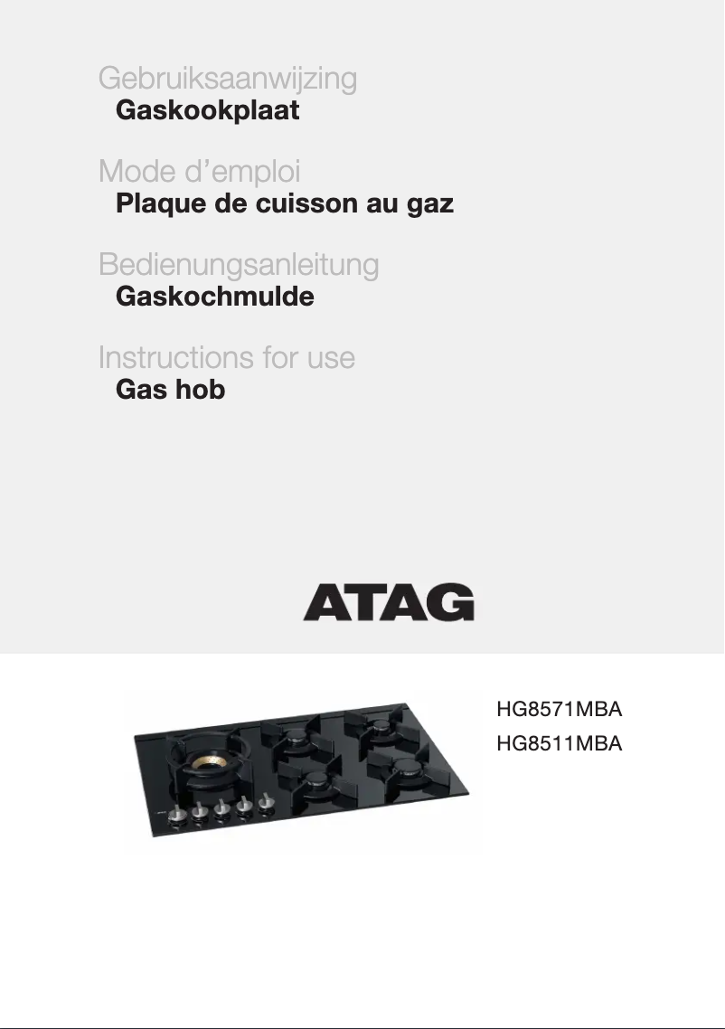 Página 1 del manual Manual de usuario Atag HG8511MBA1E