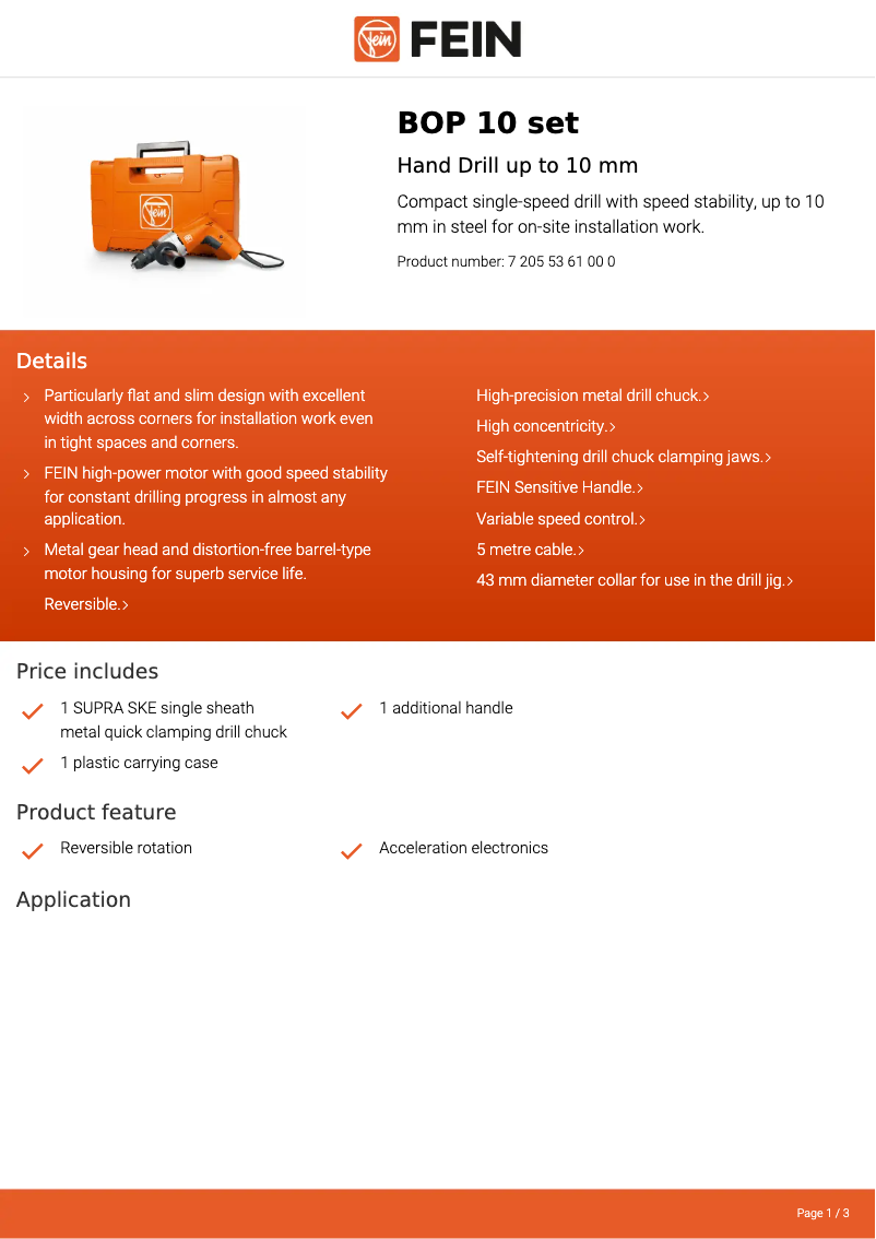 Página nº 1 - Ficha técnica Fein BOP 10