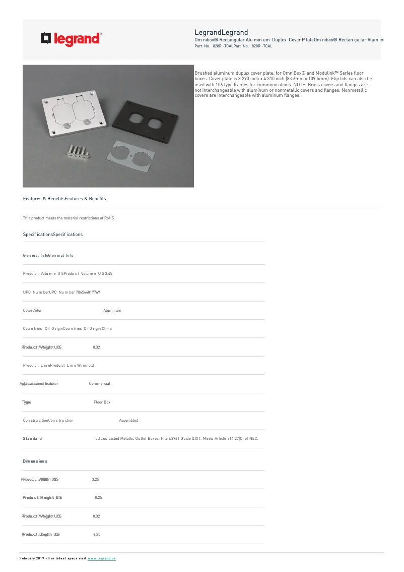 Página 1 del manual Manual de usuario Legrand 828R